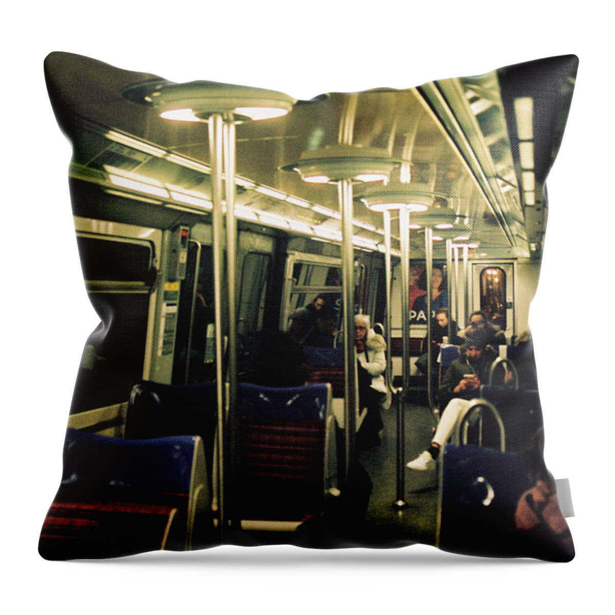 Underground Throw Pillow featuring the photograph The commute by Barthelemy De Mazenod