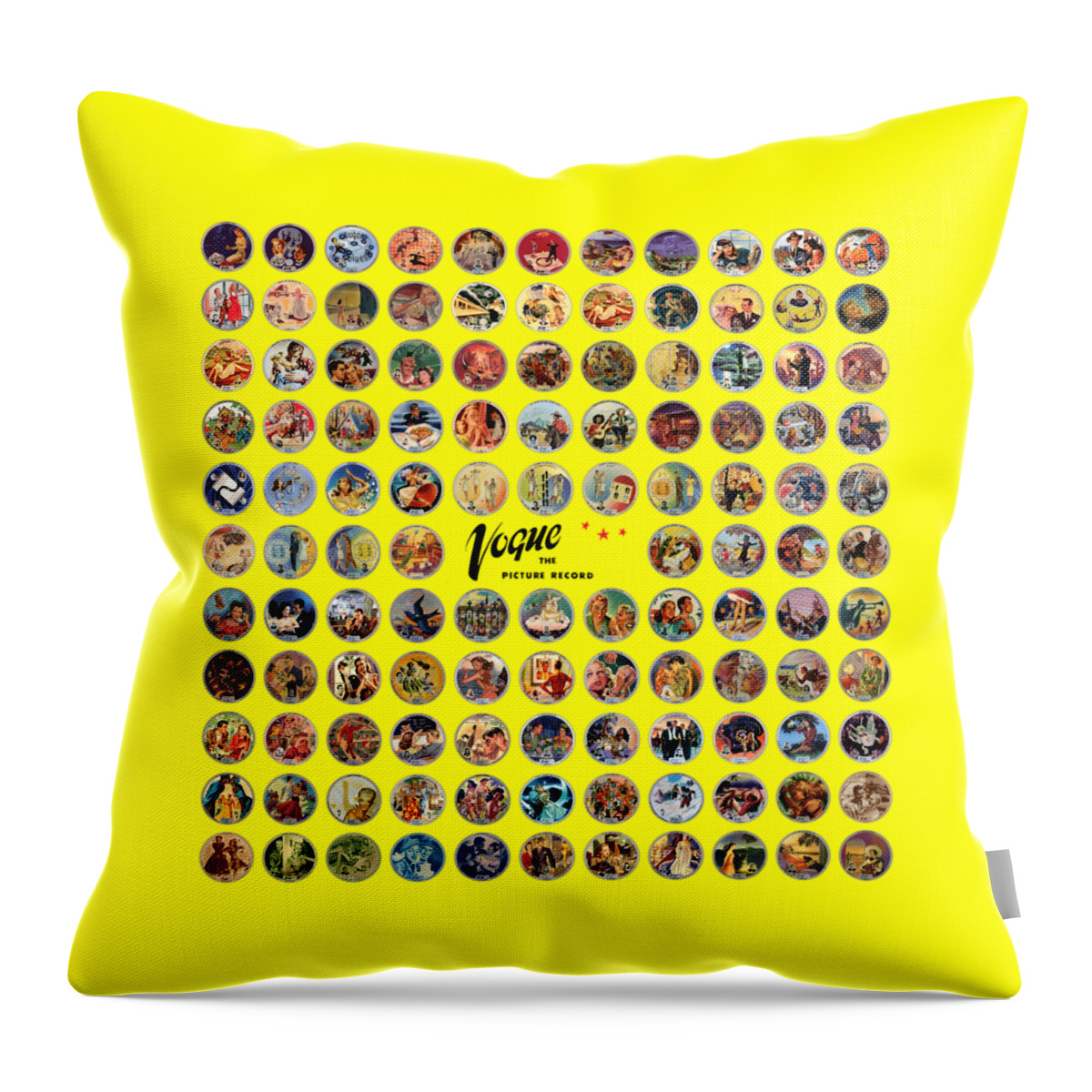 Vogue Picture Record Throw Pillow featuring the digital art Complete Vogue Picture Records - Square Version by Studio B Prints
