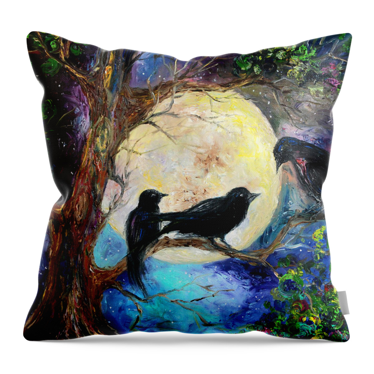 Starrynight Throw Pillow featuring the painting The conversation by Hafsa Idrees