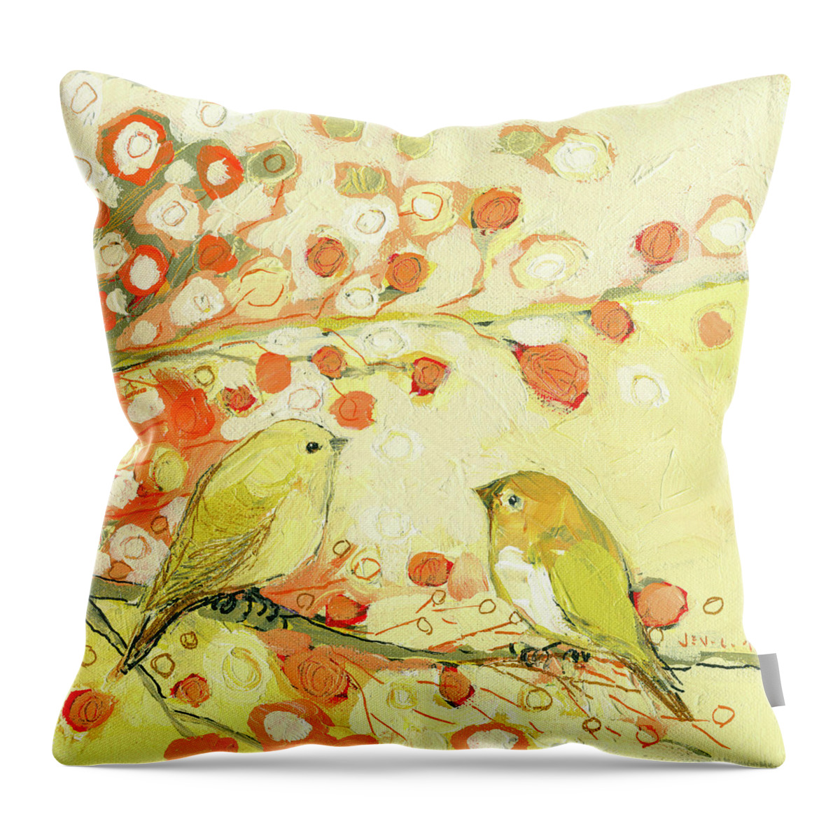 Bird Throw Pillow featuring the painting The Conversation by Jennifer Lommers