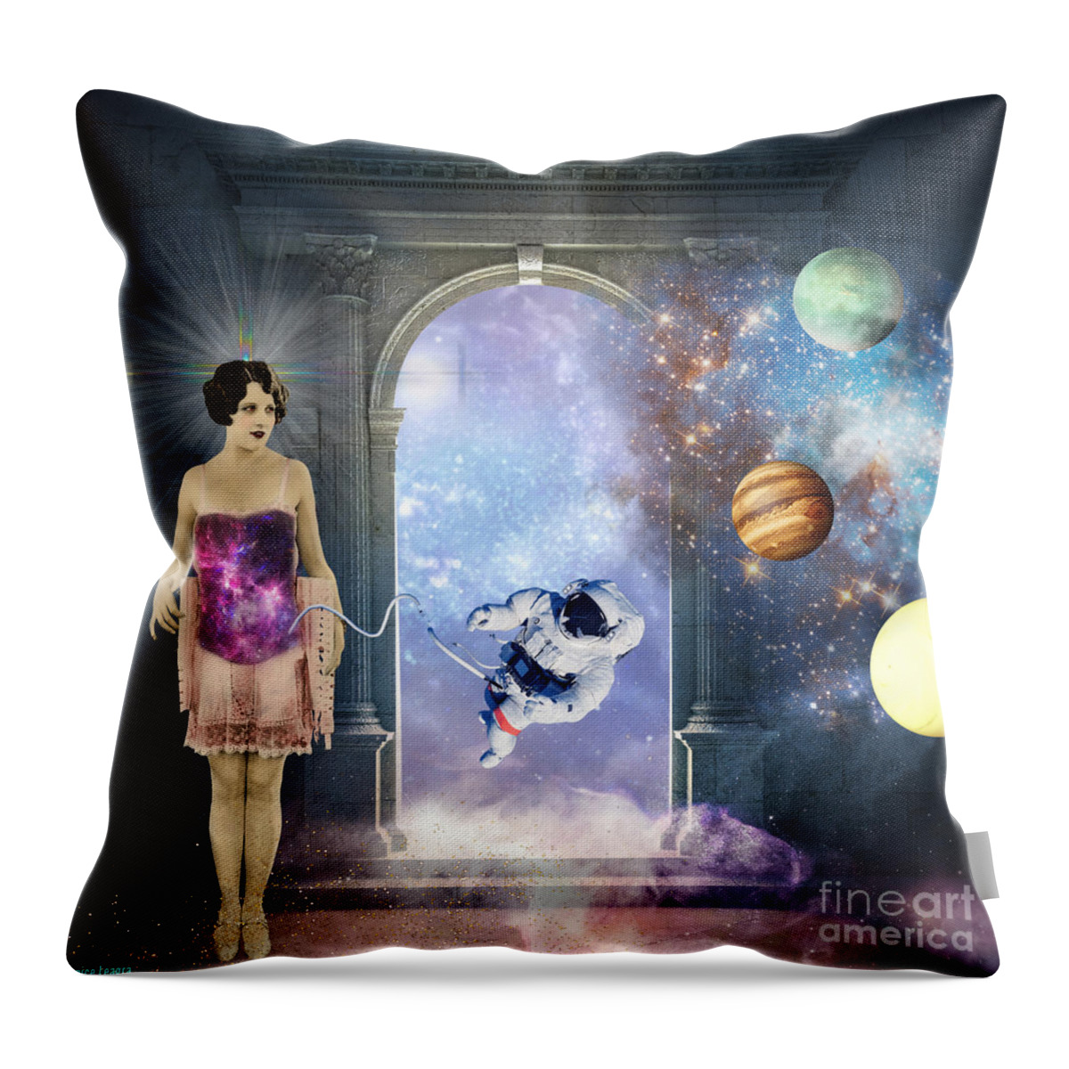 Space Throw Pillow featuring the digital art The Cord by Janice Leagra
