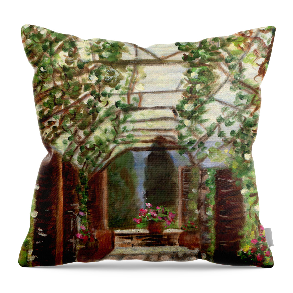 Italy Throw Pillow featuring the painting The Count's Courtyard by Juliette Becker