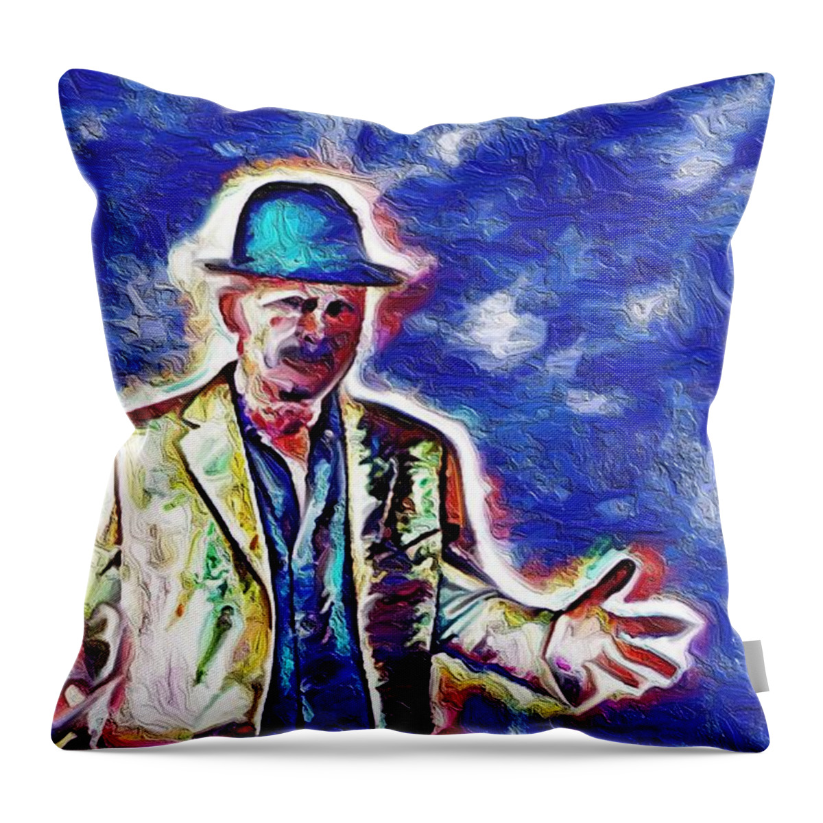 The Crooner At Large Throw Pillow featuring the mixed media The Crooner at Large 2 by Bencasso Barnesquiat