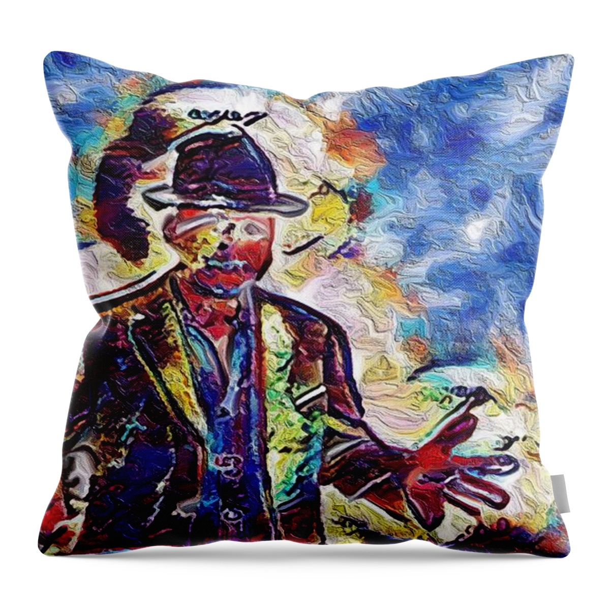 The Crooner At Large Throw Pillow featuring the mixed media The Crooner at Large 3 by Bencasso Barnesquiat