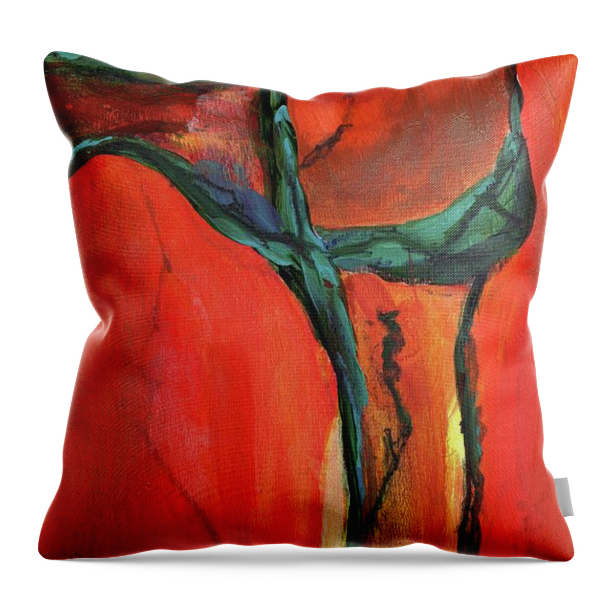 Abstract Throw Pillow featuring the painting The Cross by Diane Maley