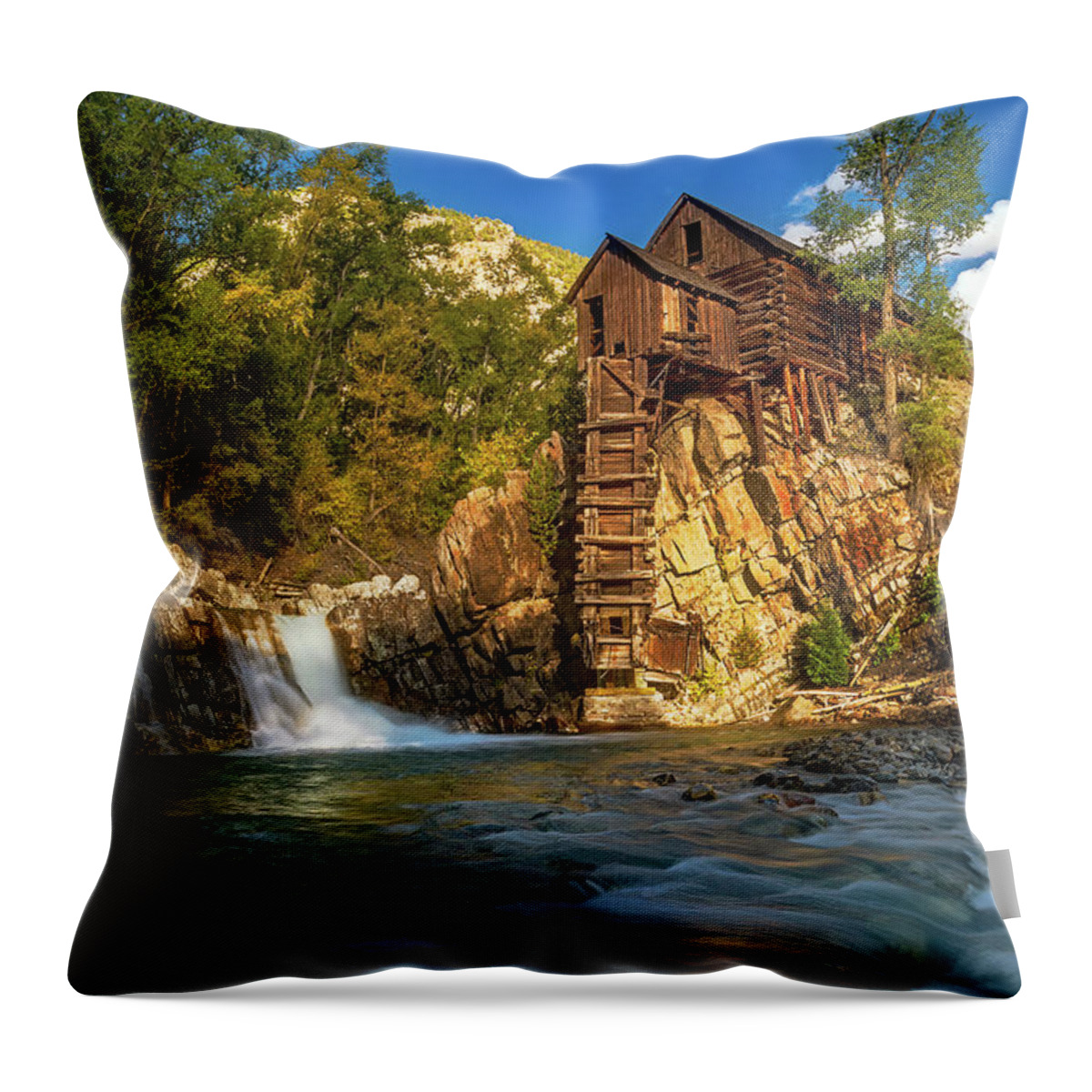 The Crystal Mill Throw Pillow featuring the photograph The Crystal Mill 1 by Bitter Buffalo Photography
