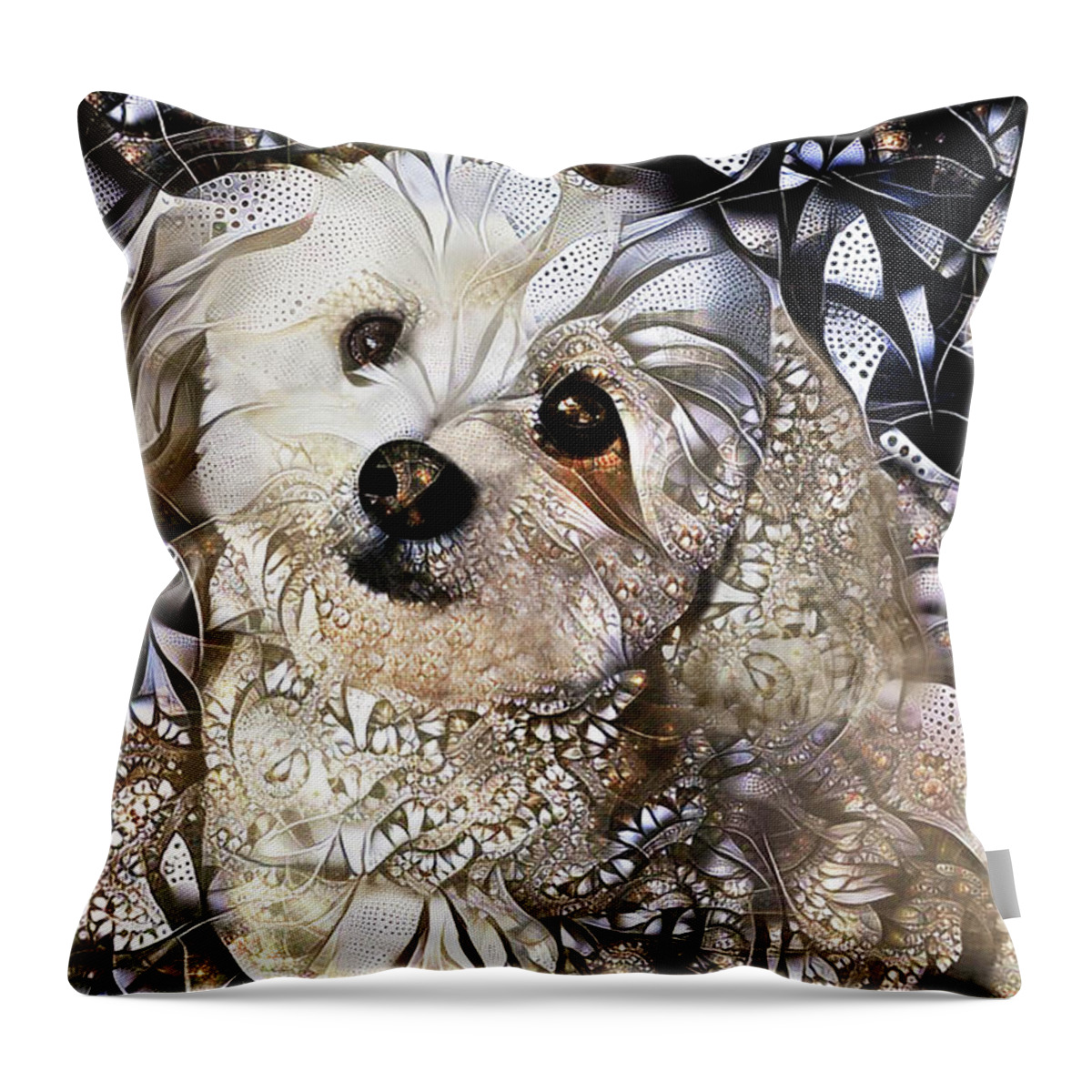 Maltese Dog Throw Pillow featuring the digital art The Cutest Puppy Ever by Peggy Collins