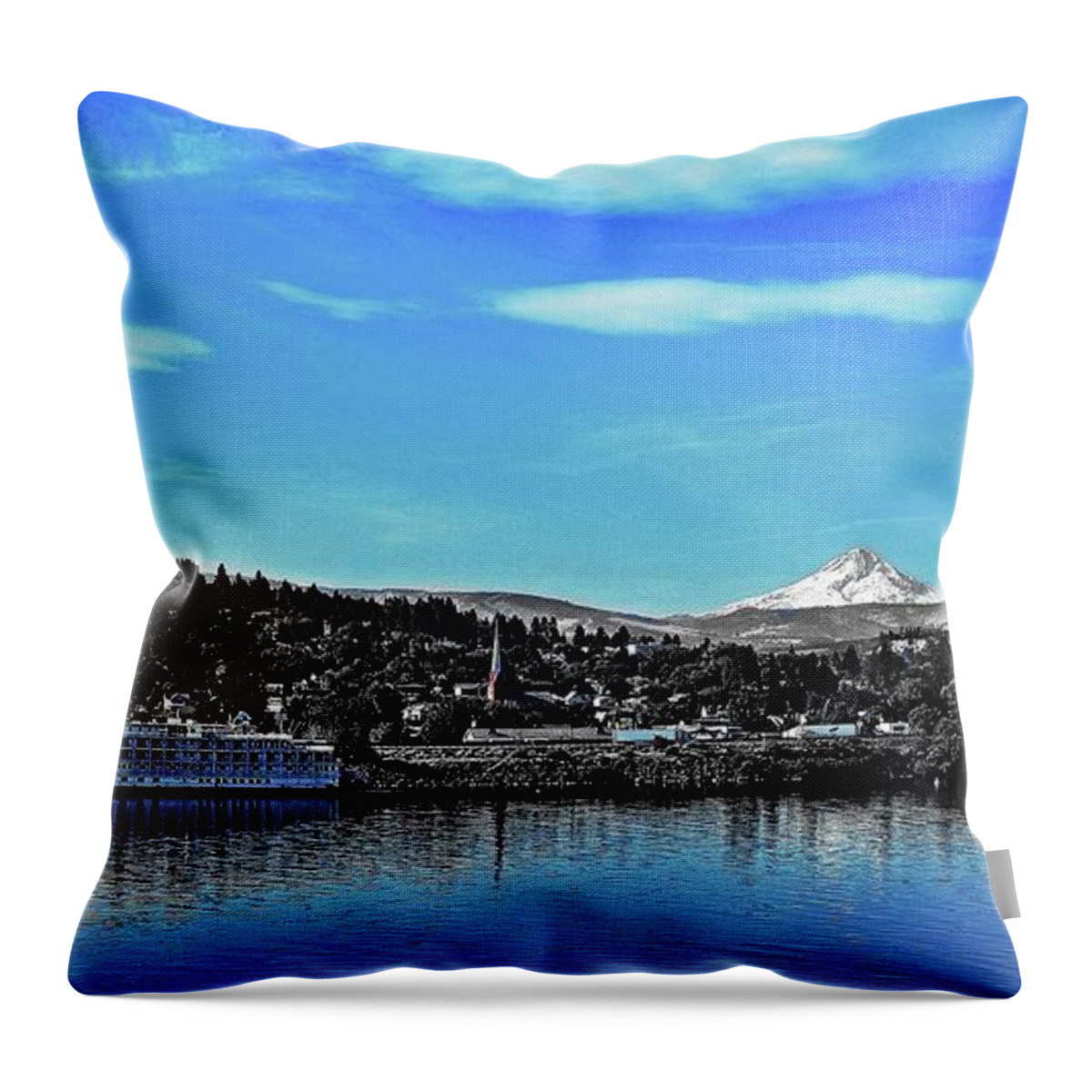  Throw Pillow featuring the digital art The Dalles, OR by Fred Loring