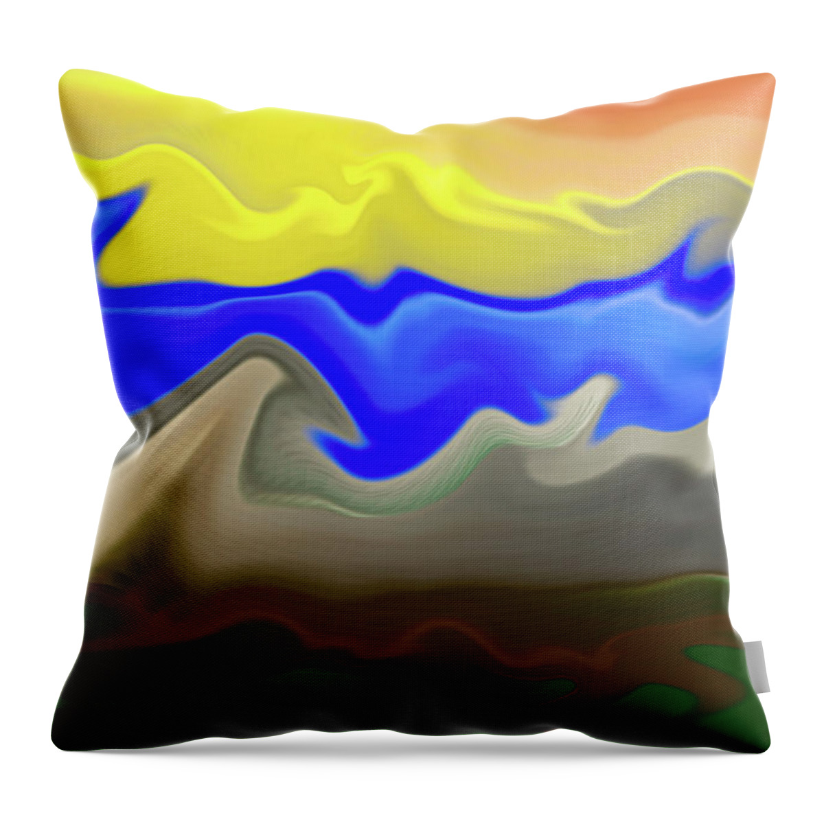 Oil Throw Pillow featuring the digital art The deformed hills by Paulo Viana