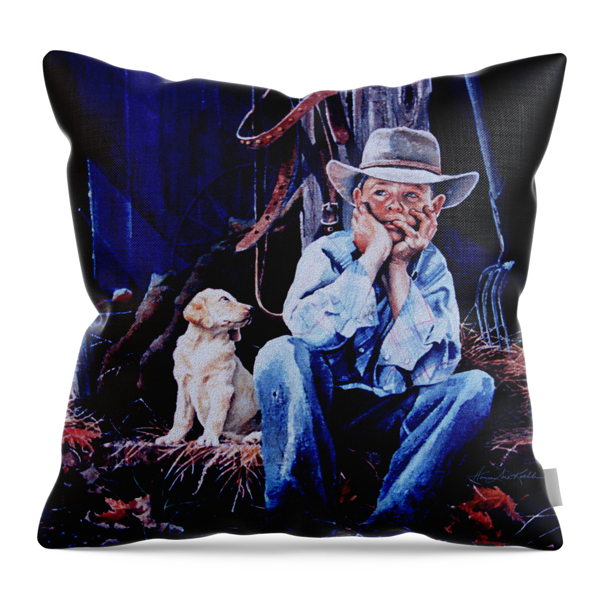 The Dilemma Throw Pillow featuring the painting The Dilemma by Hanne Lore Koehler