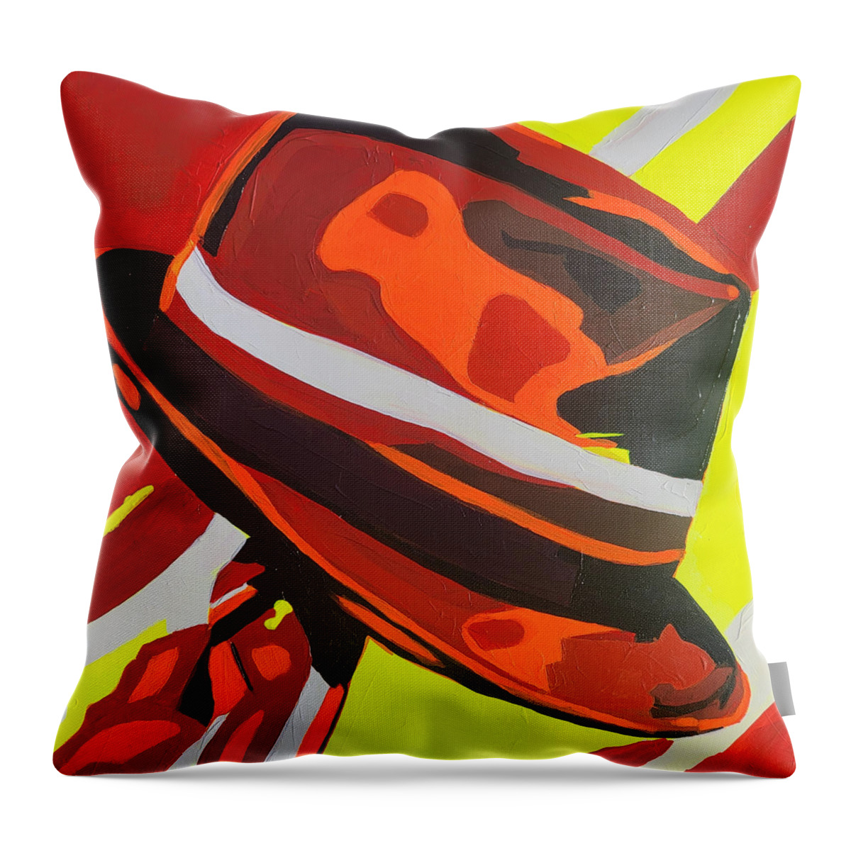  Throw Pillow featuring the painting The Don's Fedora by Emanuel Alvarez Valencia