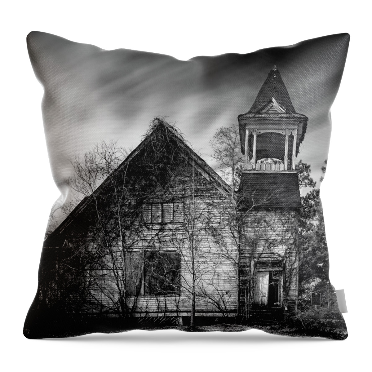 Blackandwhite Throw Pillow featuring the photograph The Door Is Open But No One Comes Anymore by Mike Schaffner