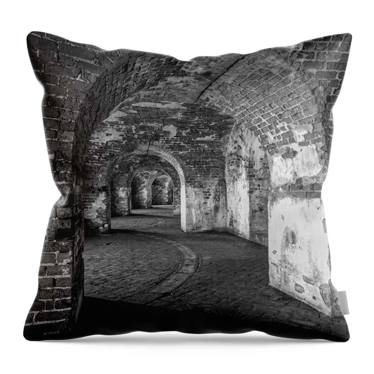Fort Pike Throw Pillow featuring the photograph The Dungeons by Jurgen Lorenzen