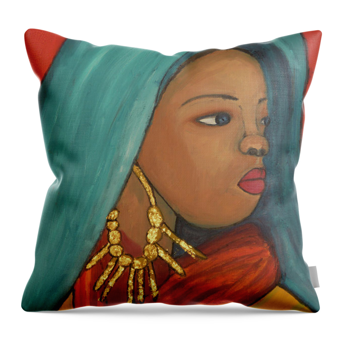 Women Throw Pillow featuring the painting The Earrings by Anita Hummel
