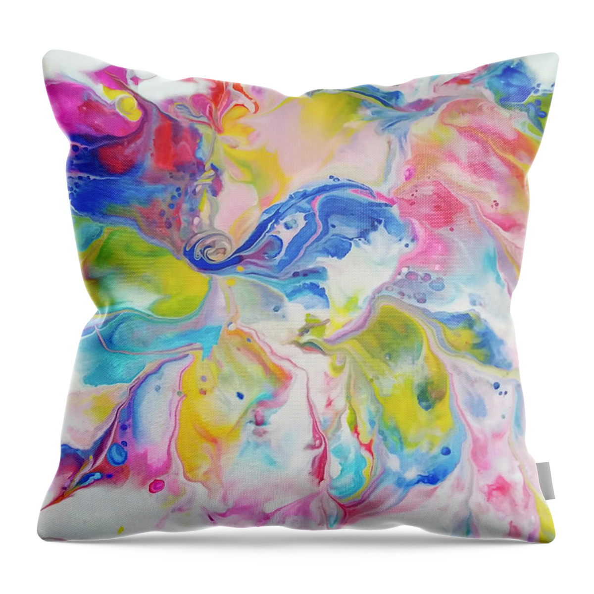 Rainbow Colors Abstract Elephant Acrylic Throw Pillow featuring the painting The Elephant by Deborah Erlandson