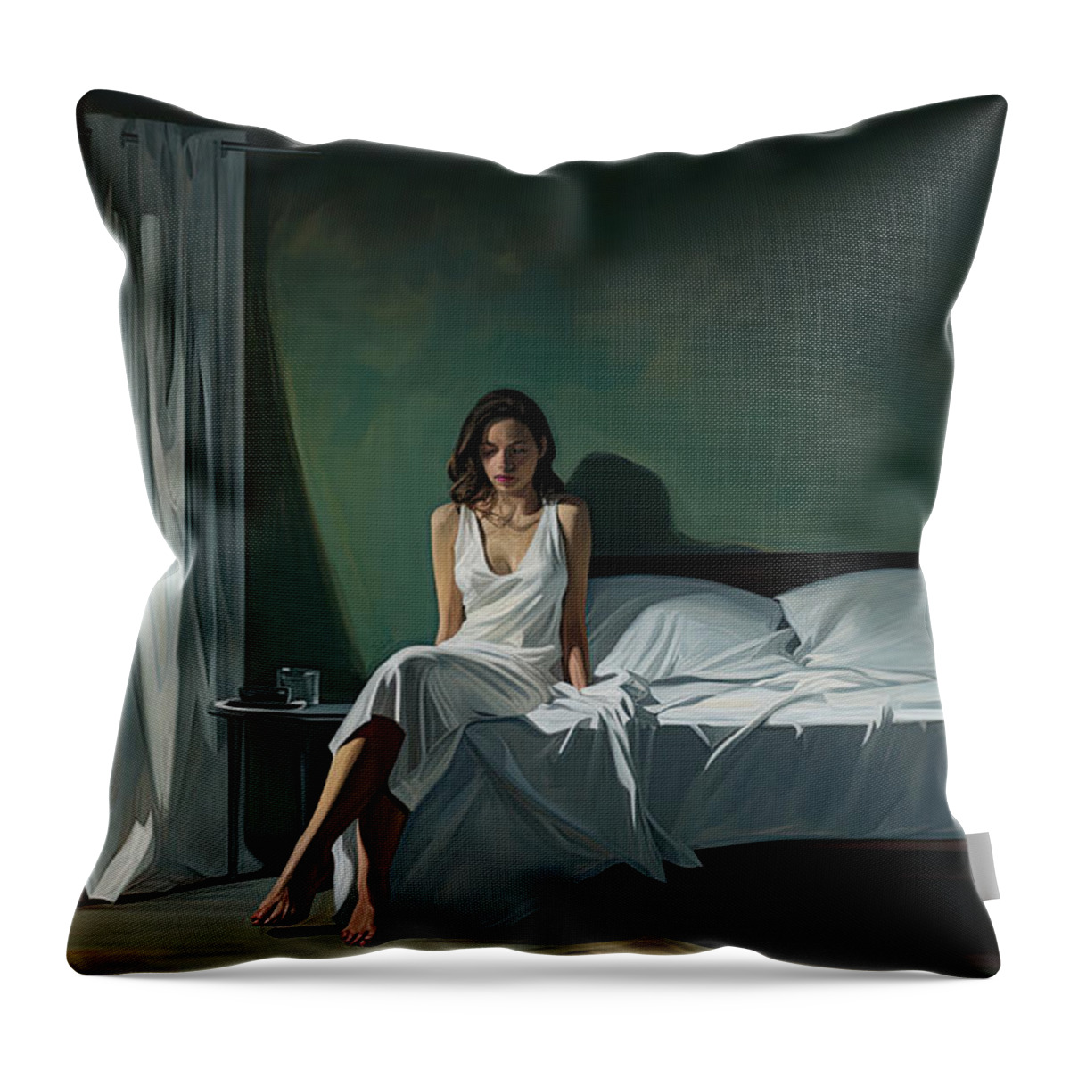 Empty Throw Pillow featuring the painting The empty side of the bed by My Head Cinema