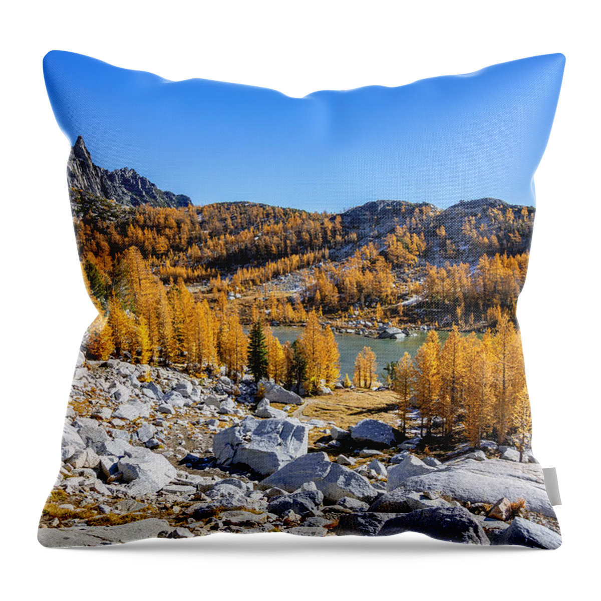 Enchantments Throw Pillow featuring the photograph The Enchantments - Larches 5 by Pelo Blanco Photo