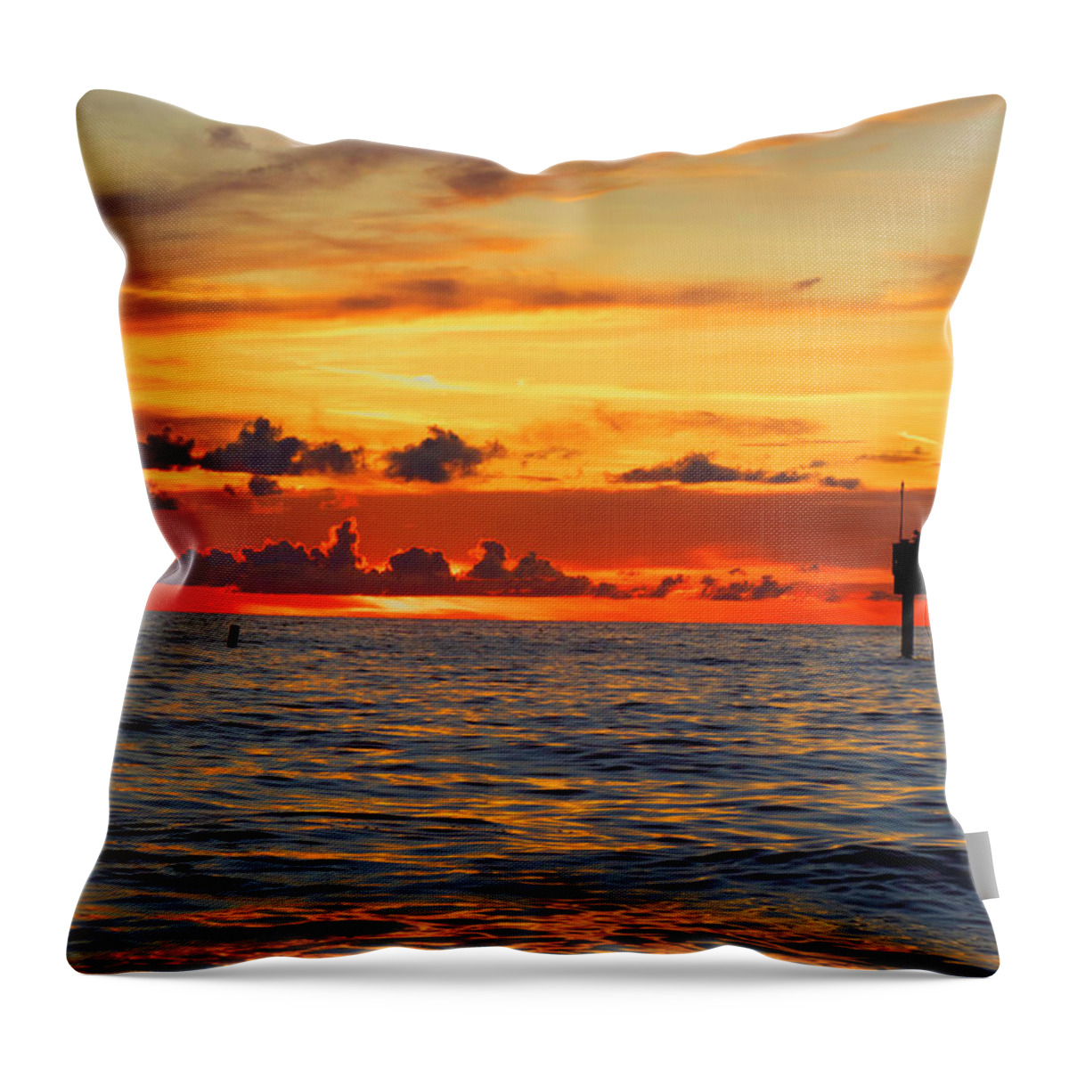 End Throw Pillow featuring the digital art The End of a Gulf Day by Linda Ritlinger