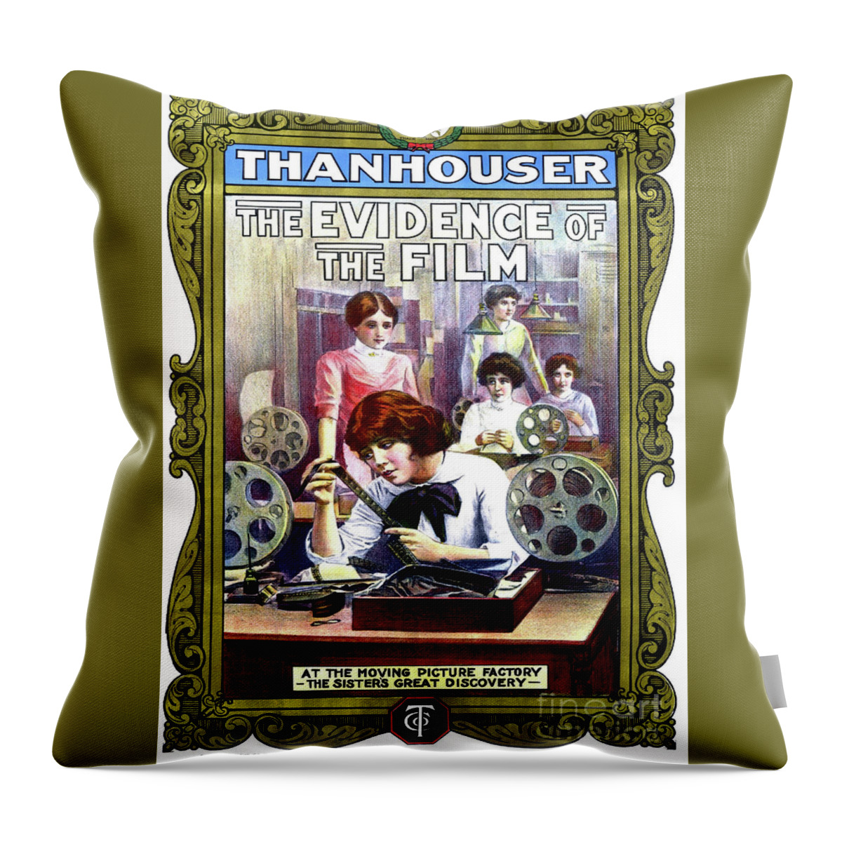 The Evidence Of The Film Throw Pillow featuring the photograph The Evidence of the Film by Thanhouser Company