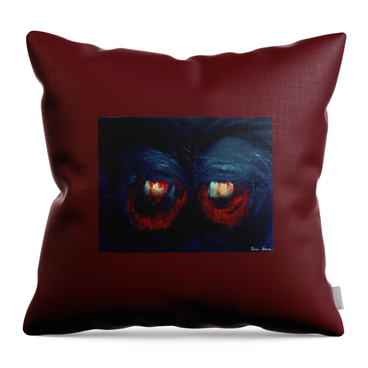  Throw Pillow featuring the painting The Eyes of Terror by Rein Nomm