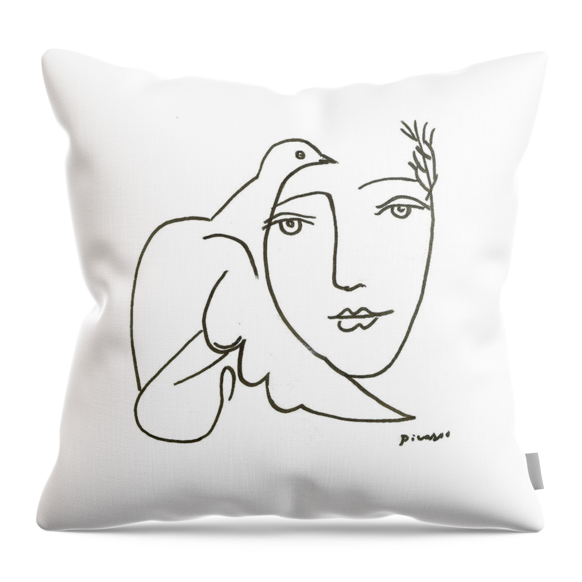 Dove Throw Pillow featuring the drawing The Fearless One by Picasso