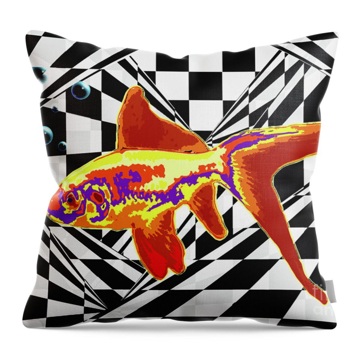 Abstract Throw Pillow featuring the digital art The Fish by Bruce Rolff