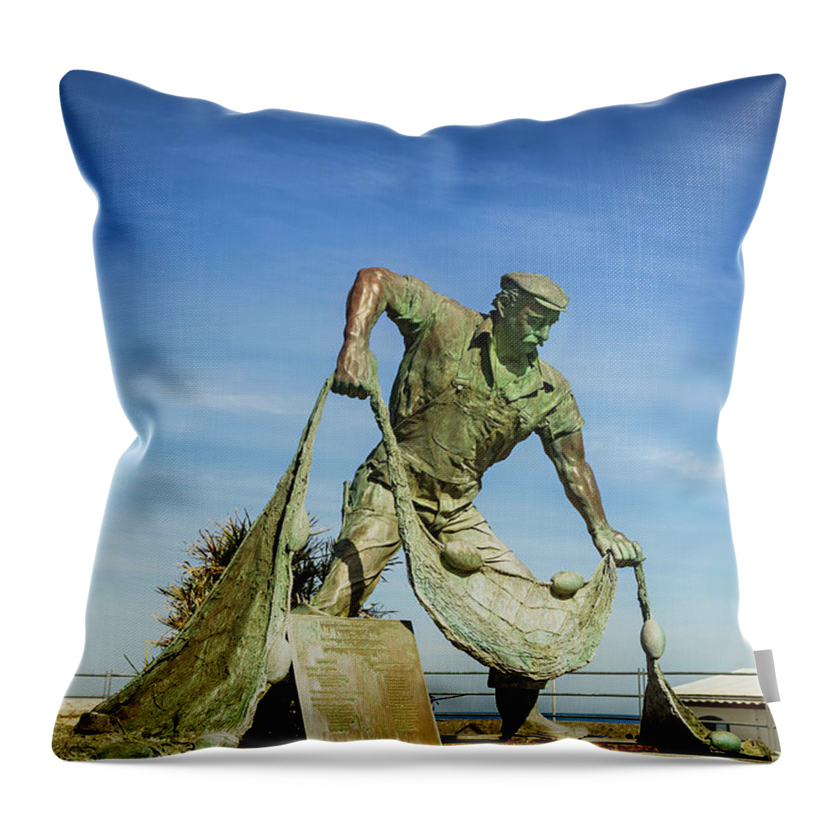 Isola Delle Femmine Throw Pillow featuring the photograph The Fisherman at Isola delle Femmine by Ian Good