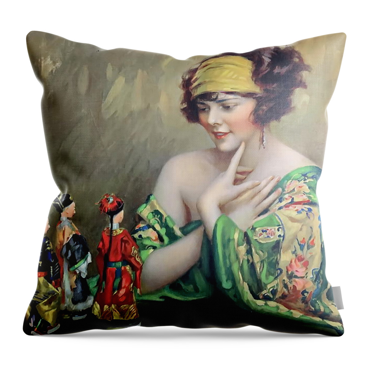 Orientalist Throw Pillow featuring the photograph The Flapper by Andrea Kollo