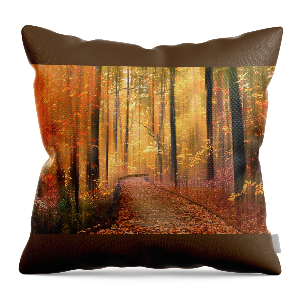 Forest Throw Pillow featuring the photograph The Flickering Forest by Jessica Jenney