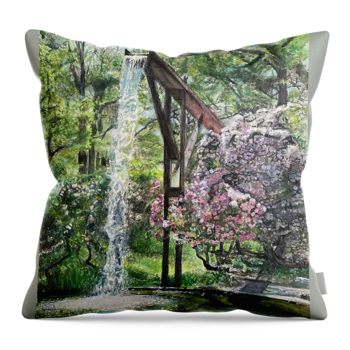 Fineartamerica Throw Pillow featuring the painting The Flume by Jamie Derr