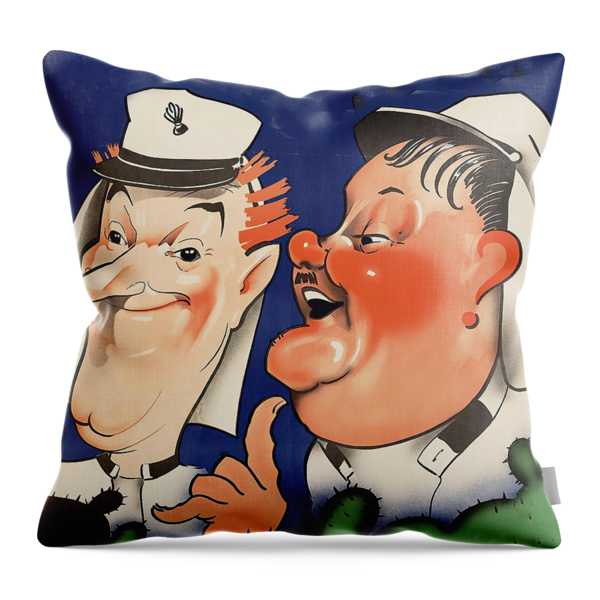 Flying Throw Pillow featuring the painting ''The Flying Deuces'', 1939, movie poster base painting by Movie World Posters