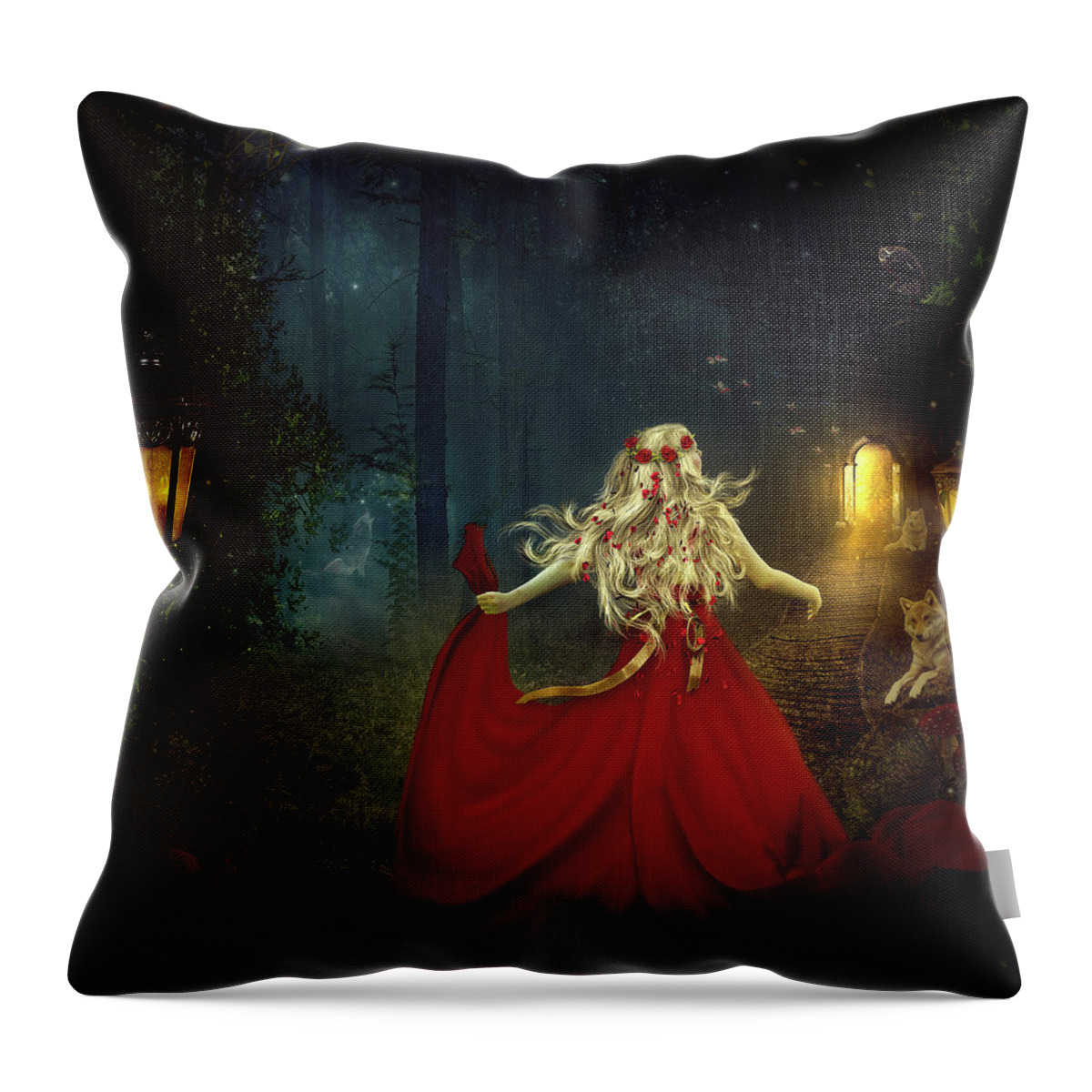 Girl Throw Pillow featuring the digital art The Forest by Maggy Pease