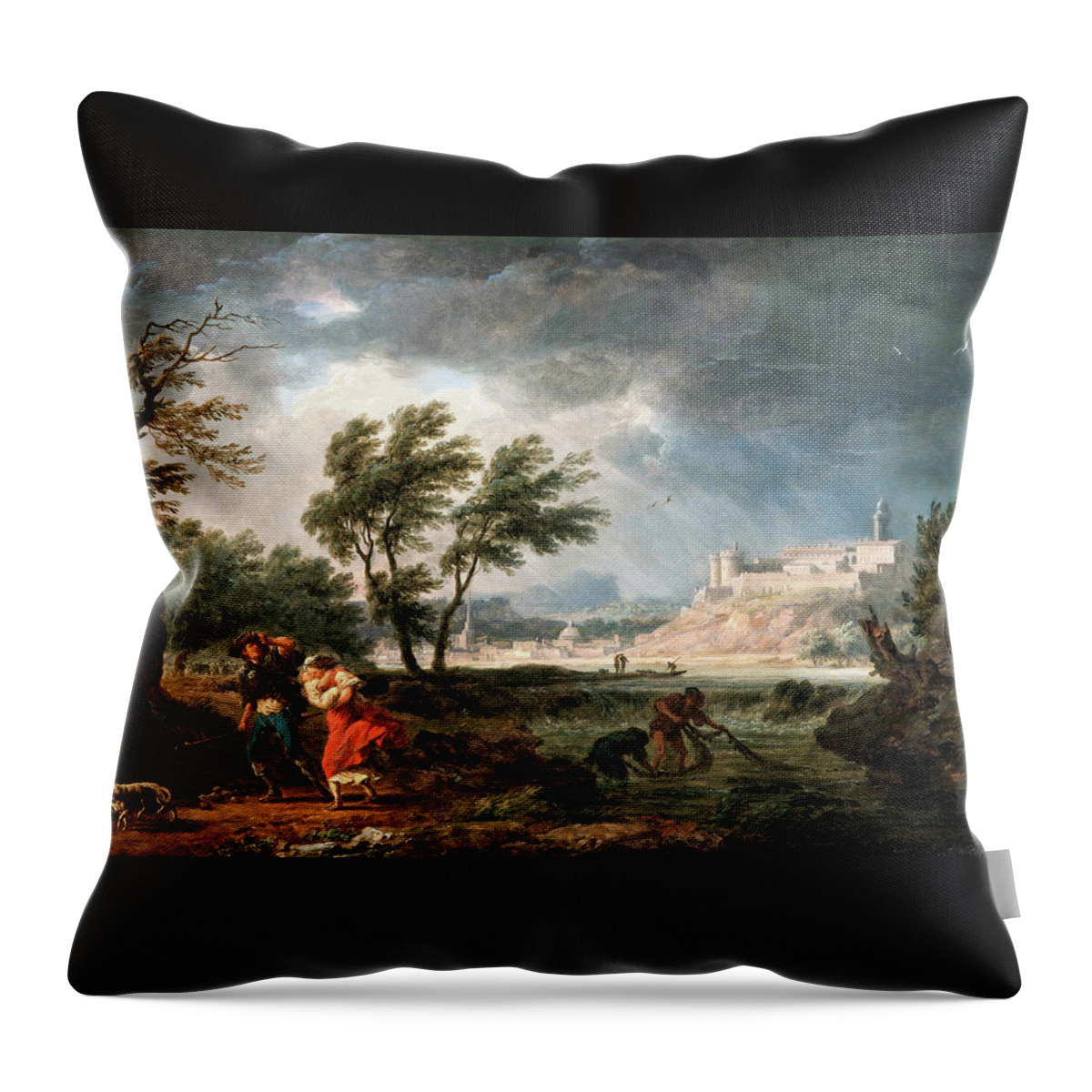 The Four Times Of Day Throw Pillow featuring the painting The four times of day, Midday - Digital Remastered Edition by Claude Joseph Vernet