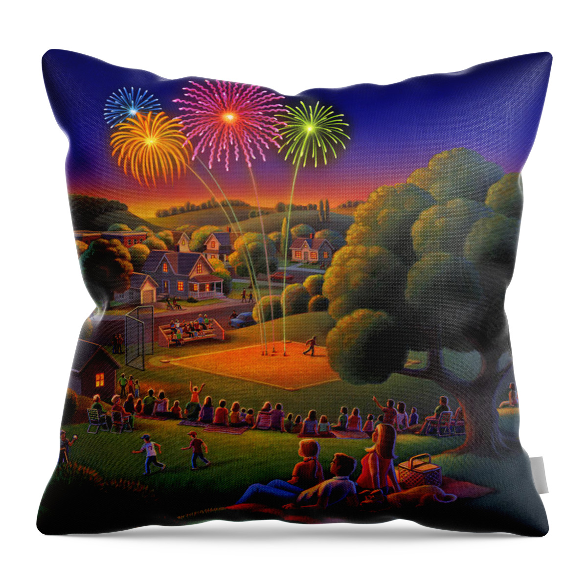 Fourth Of July Throw Pillow featuring the painting Fourth of July by Robin Moline