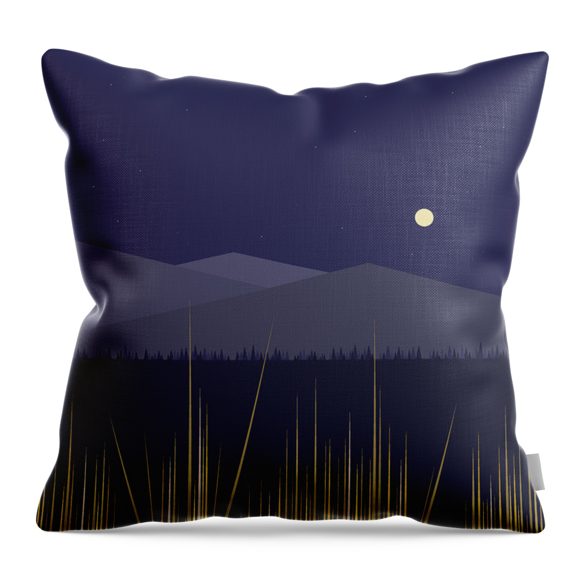 The Full Corn Moon Throw Pillow featuring the digital art The Full Corn Moon by Val Arie