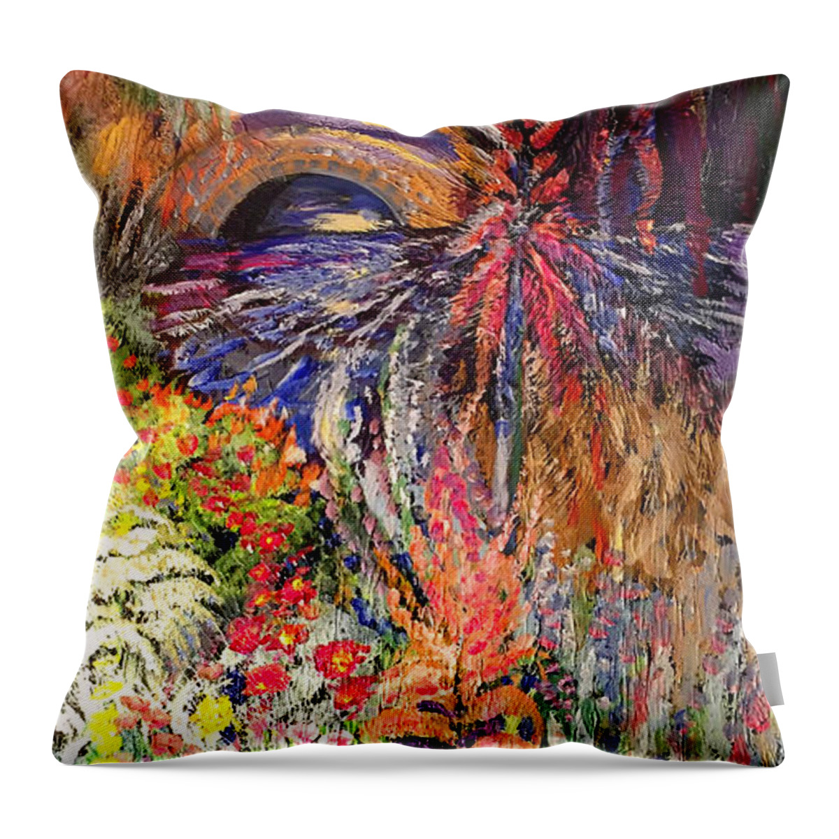The Garden Throw Pillow featuring the painting The Garden by Amzie Adams
