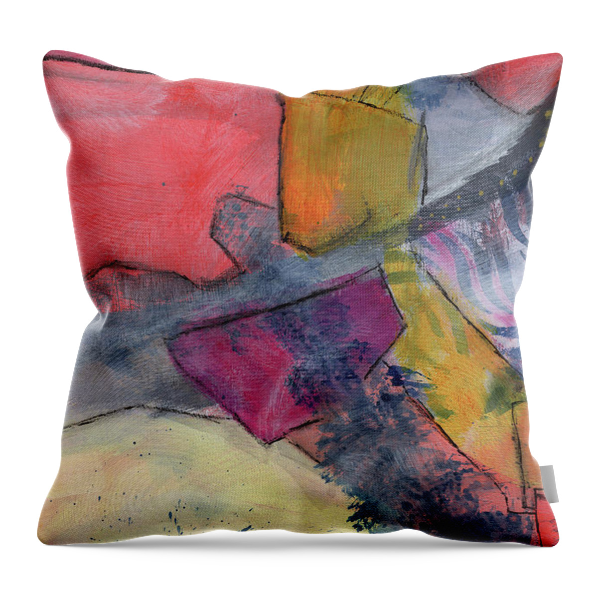 Orange Throw Pillow featuring the painting The Garden Quilt I by Diane Maley