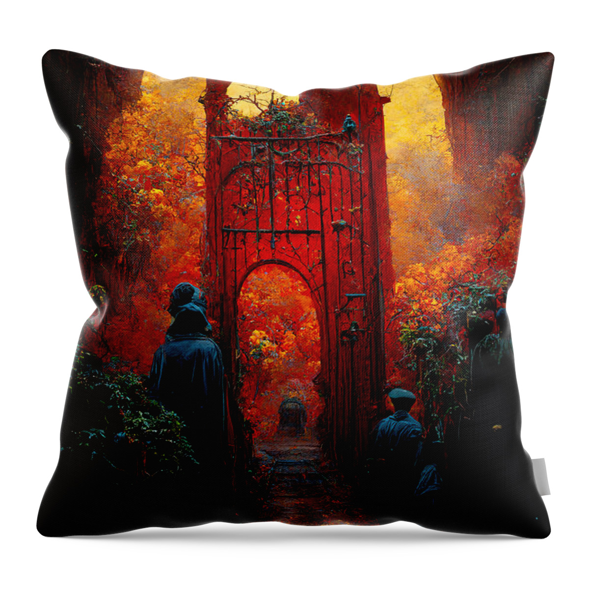 The Gates Of Karma Throw Pillow featuring the painting The Gates of KARMA - oryginal artwork by Vart. by Vart