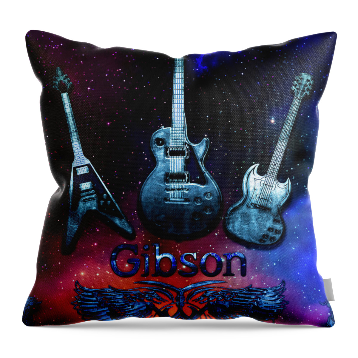 Gibson Throw Pillow featuring the digital art The Gibson Trilogy by Michael Damiani