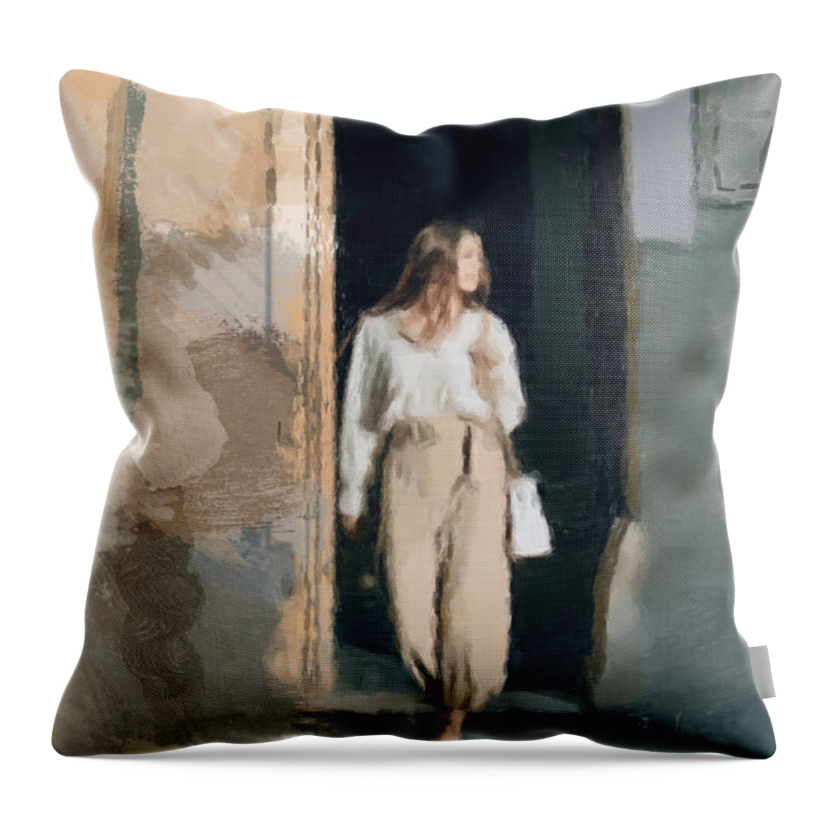 Portrait Throw Pillow featuring the painting The Glance by Gary Arnold