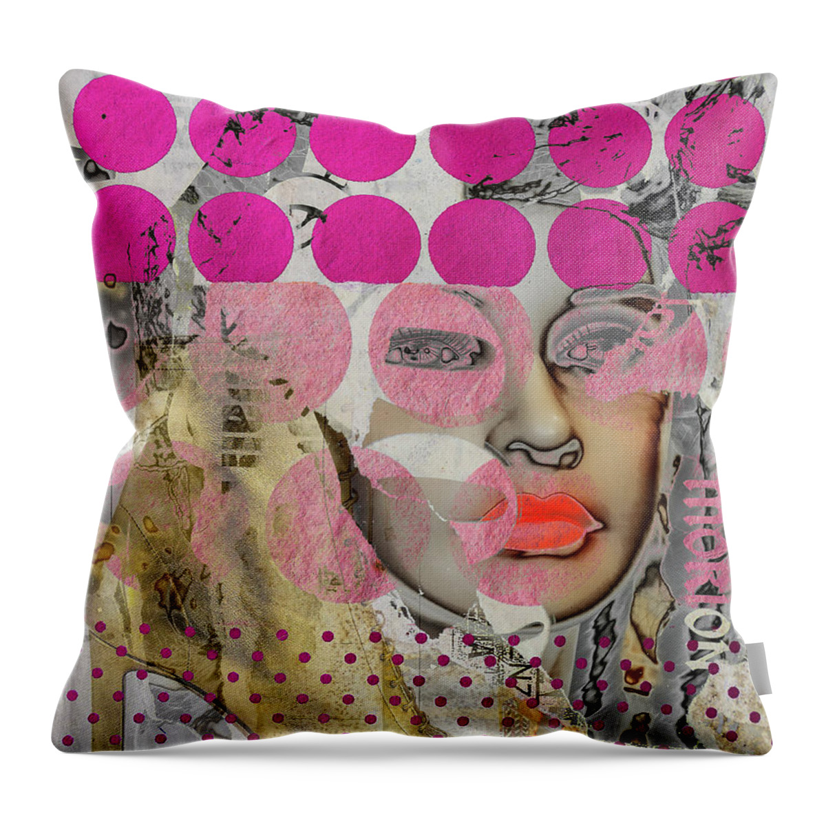 Digitalart. Modernart Throw Pillow featuring the digital art The golden boot and red lips by Gabi Hampe