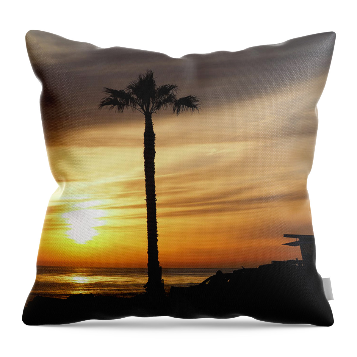 Sunset Throw Pillow featuring the photograph The Golden Hour at Palms by Joe Schofield