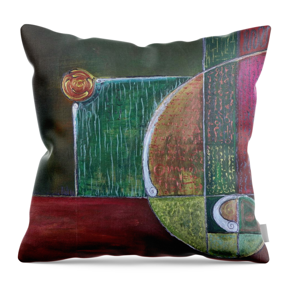 Abstract Throw Pillow featuring the painting The Golden Mean by Raymond Fernandez