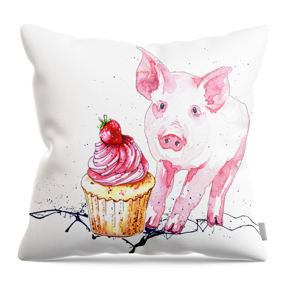 Food Throw Pillow featuring the painting The Grand Gourmand 02 by Miki De Goodaboom