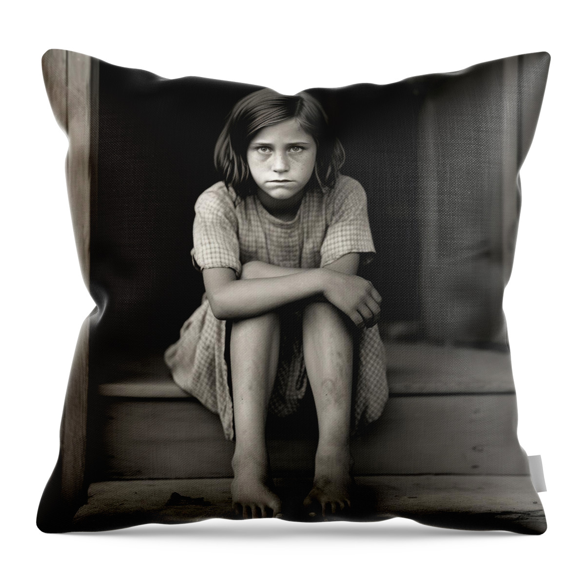  Girl Throw Pillow featuring the photograph The Great Depression No.9 by My Head Cinema
