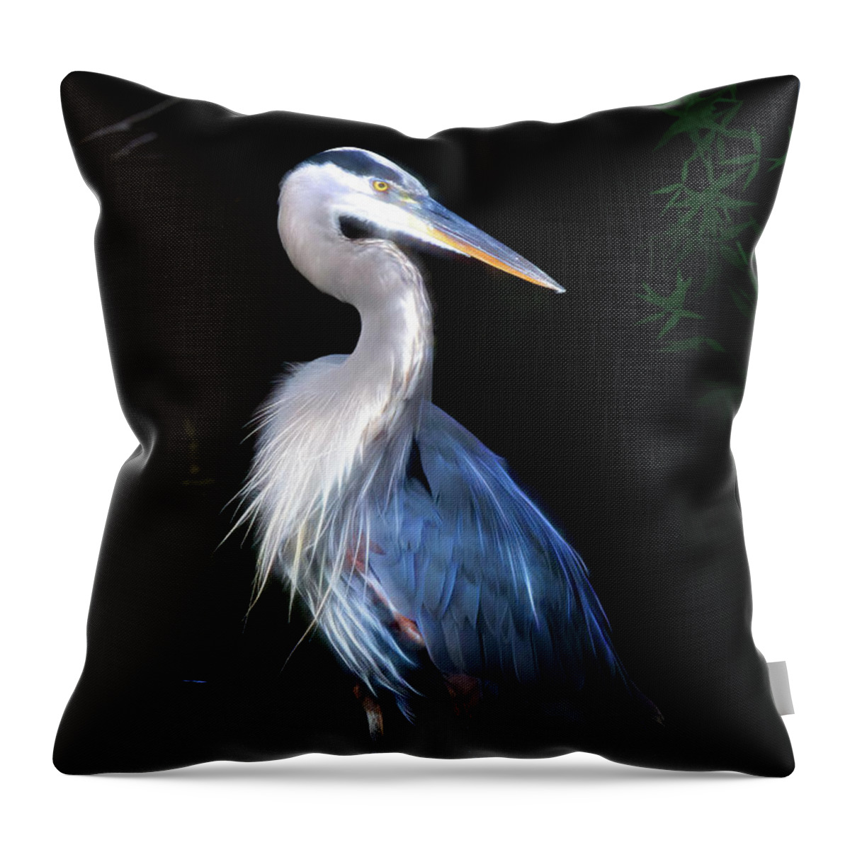 Great Blue Heron Throw Pillow featuring the photograph The Great Heron by Mark Andrew Thomas