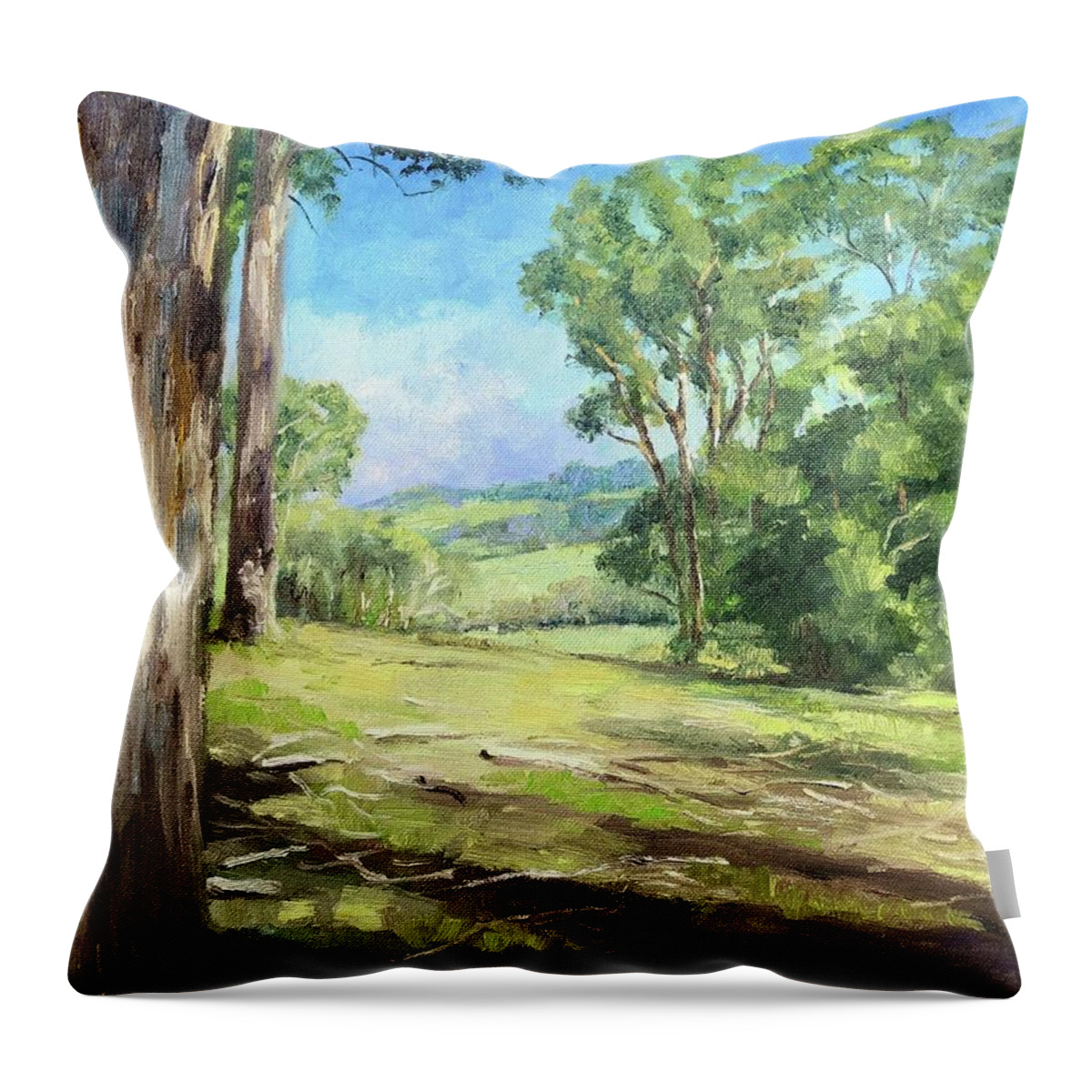 Gippsland Throw Pillow featuring the painting The Gurdies Gippsland West by Dai Wynn