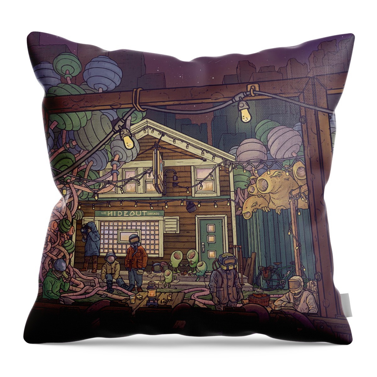 Chicago Throw Pillow featuring the digital art The Hideout by EvanArt - Evan Miller