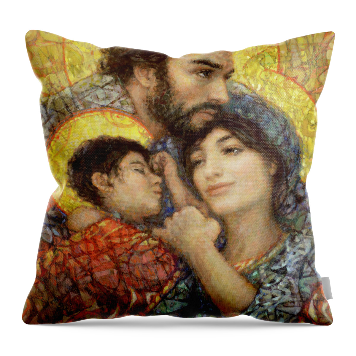 Holy Throw Pillow featuring the painting The Holy Family of Nazareth by Smith Catholic Art