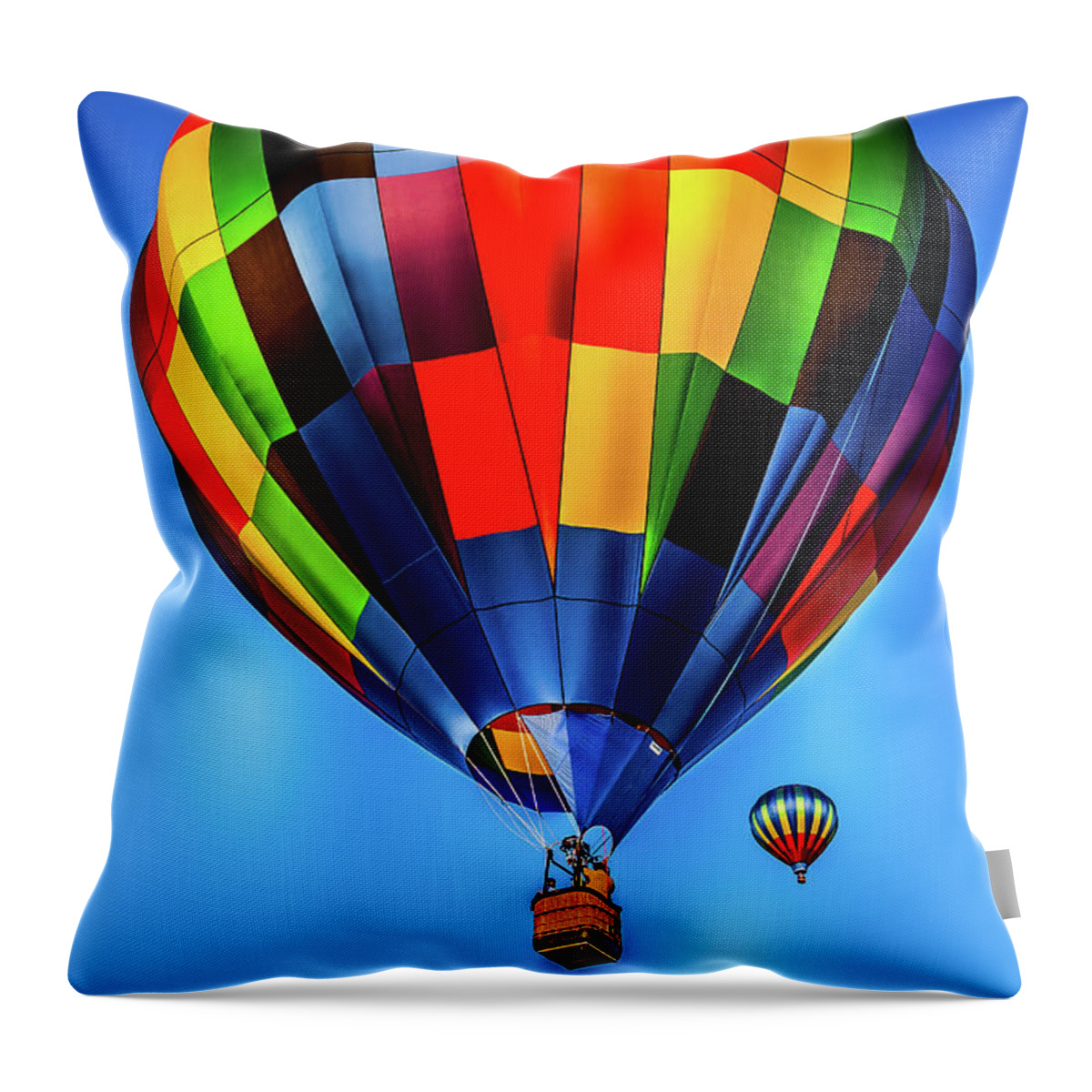 The Hot Air Balloons Throw Pillow featuring the photograph The Hot Air Balloons by David Patterson